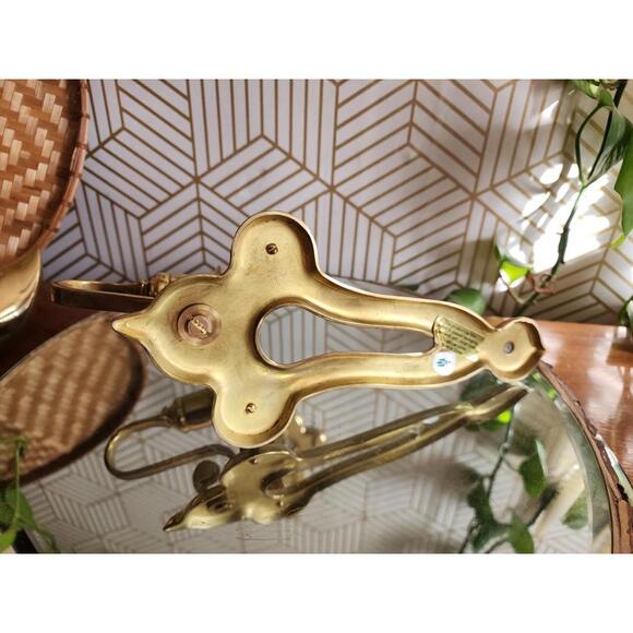 Vintage Pair Gold Brass Sconces Wall Hanging Candle Holder 11” With Plate Holder - Picture 11 of 12